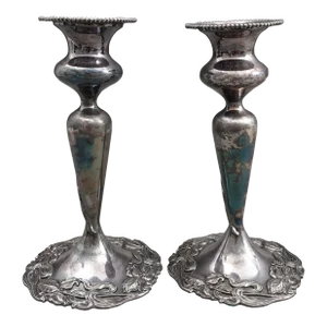 Eg Webster & Son 2801 Quadruple Plate Antique Art Nouveau Candle Stick Holder