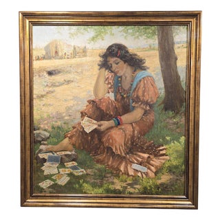Pradilla, Fortune Teller Reading Cards, 1900, Oil, Framed For Sale