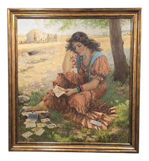 Pradilla, Fortune Teller Reading Cards, 1900, Oil, Framed