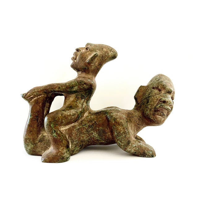 Pre Columbian Olmec Jade Carved Figures of Wrestlers For Sale - Image 9 of 9