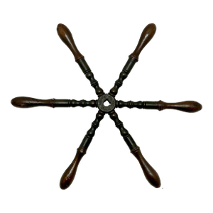 A Rare & Unusual Authentic Antique American Solid Bronze & Wood Boat - Ships Wheel Circa Mid 19th Century