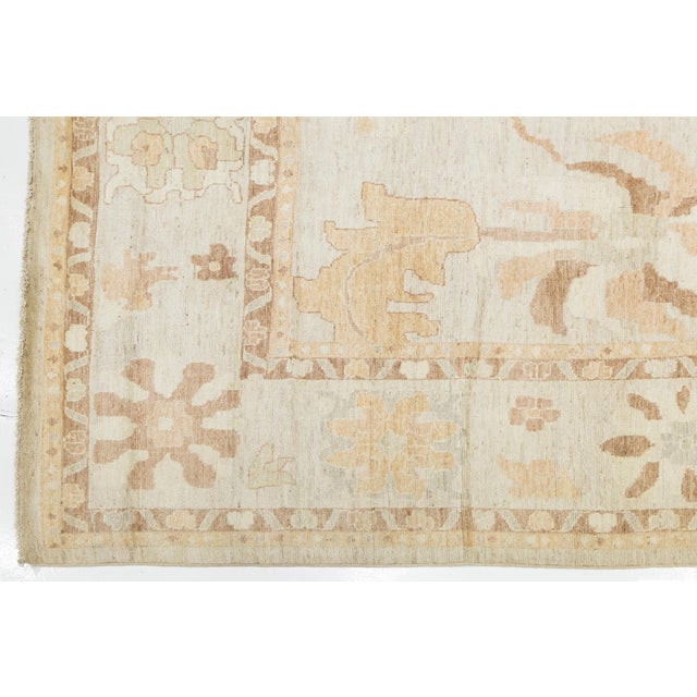 14x19 Modern Oushak Style Hand-Knotted Wool Rug Neutral Earth Tones For Sale - Image 10 of 12