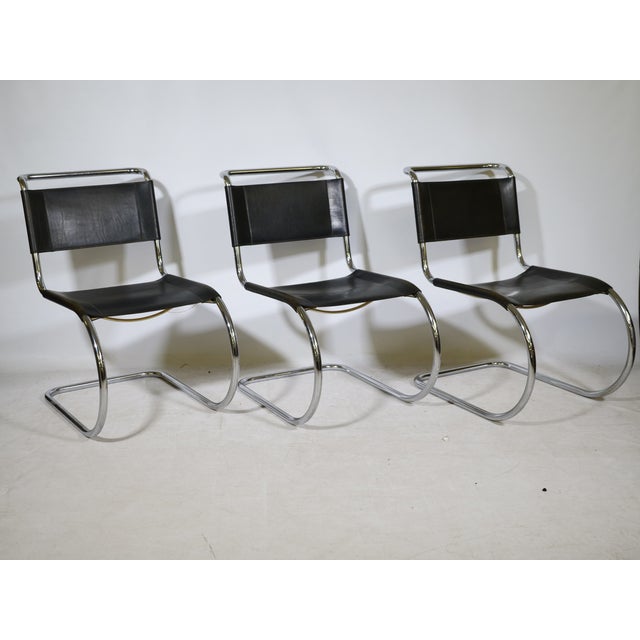 Bauhaus MR10 Cantilever Chairs in Tubular Steel and Leather by Ludwig Mies van der Rohe for Thonet, 1970s, Set of 6 For Sale - Image 6 of 13