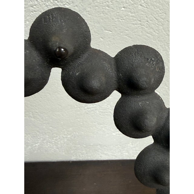 1970s Dansk JHQ Brown Black Round Cast Iron Candle Holder 24 Denmark Brutalist For Sale In New York - Image 6 of 6