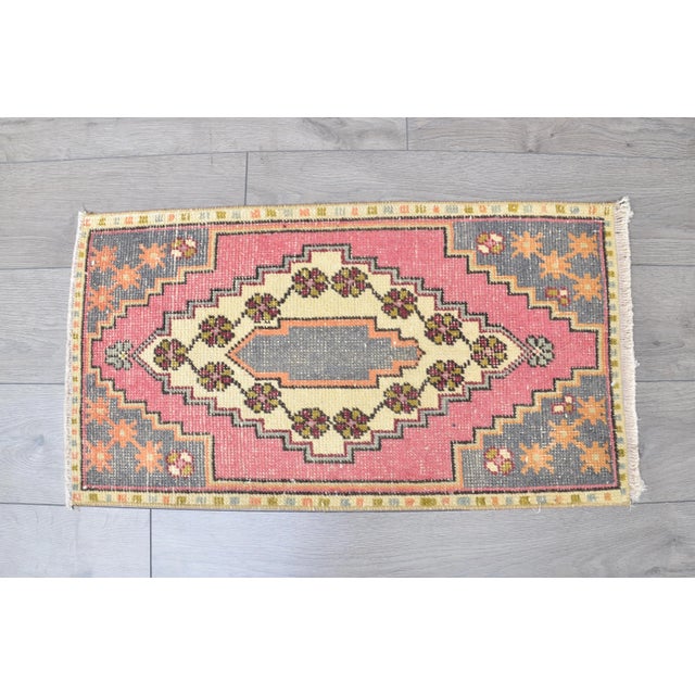 1960s 1960s Vintage Floral Handmade Rug For Sale - Image 5 of 6