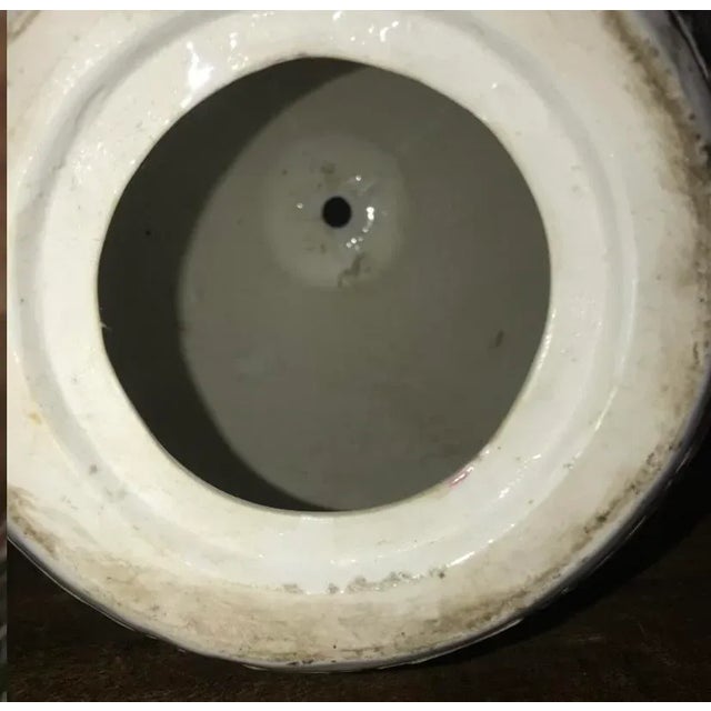 Paint Vintage Chinoiserie Asian Floral Egg Shaped Lamp Vases Drilled for Wiring - a Pair For Sale - Image 7 of 11