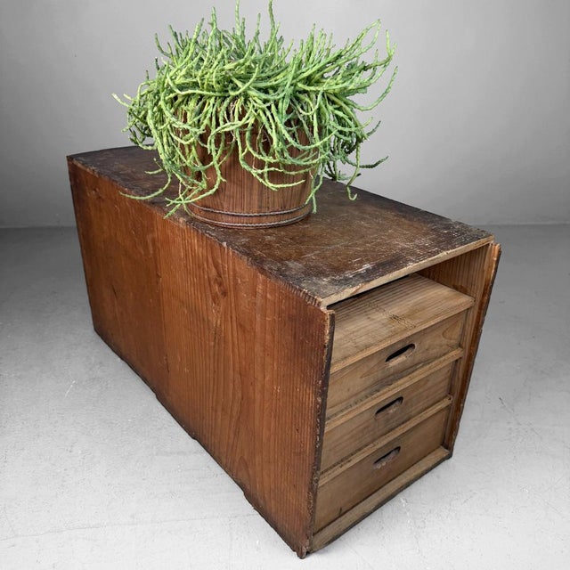 Low Vintage Japanese Wooden hest with Drawers, 1950s For Sale - Image 9 of 12