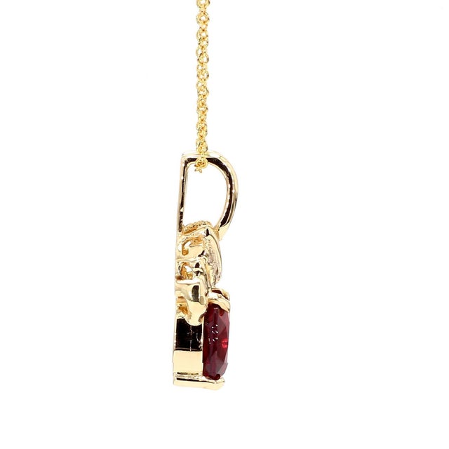 Red 4.02 Carat Cushion Rhodolite Garnet 14k Gold Solitaire Pendant For Sale - Image 8 of 9