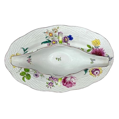 Antique Porcelain Floral Gravy Boat For Sale - Image 4 of 12