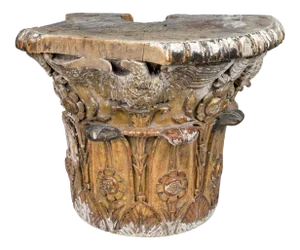 Antique Giltwood Neoclassical Column Capital