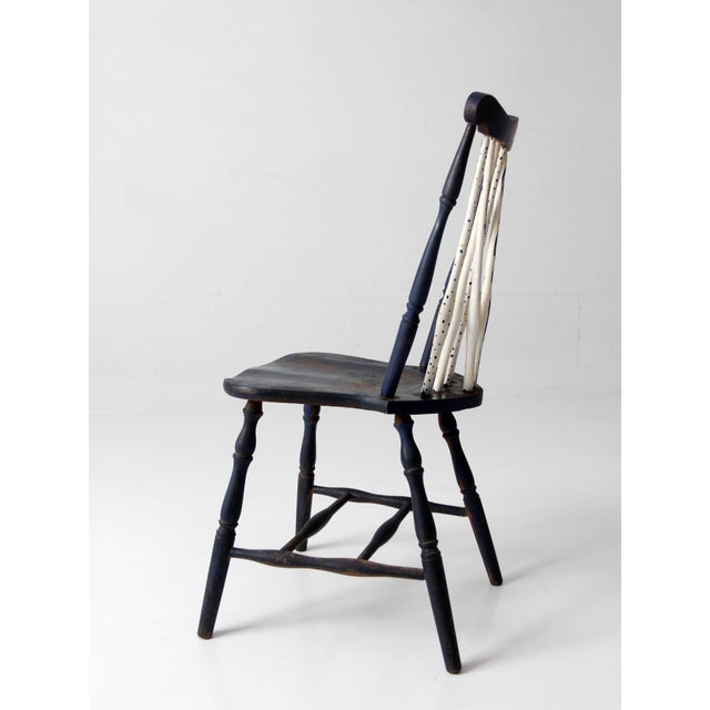 Farmhouse Antique Painted Brace Back Windsor Style Chair For Sale - Image 3 of 16