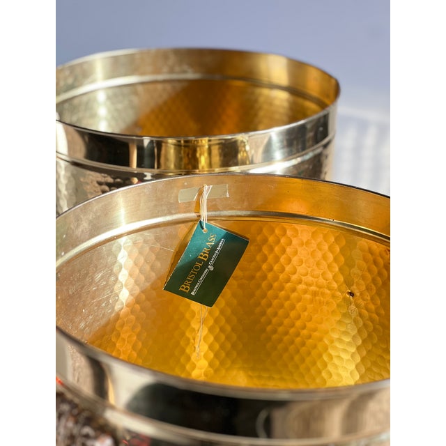 Pair of Large Vintage Brass Lion Head Planters, Attributed to Bristol Brass, Hollywood Regency For Sale - Image 14 of 15