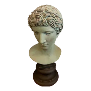 Vintage Italian Plaster Souvenir of Grand Tour Bust of a Bronze Known as the Benevento Head