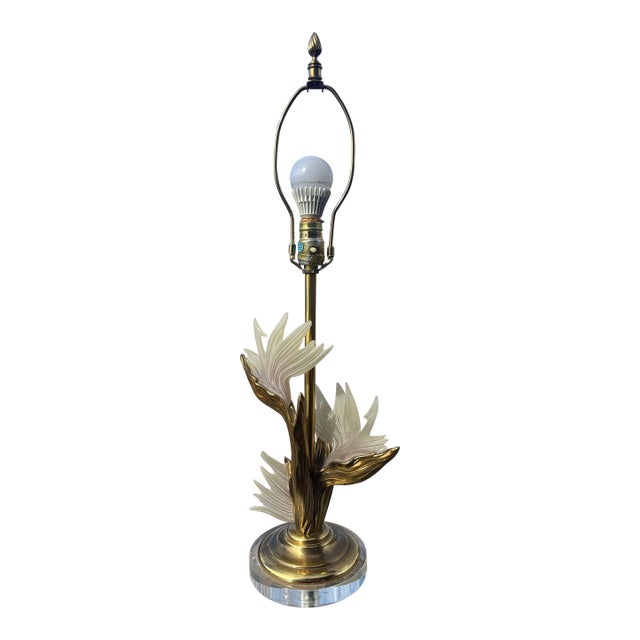 1970's Stiffel Brass and Lucite Bird of Paradise Lamp For Sale