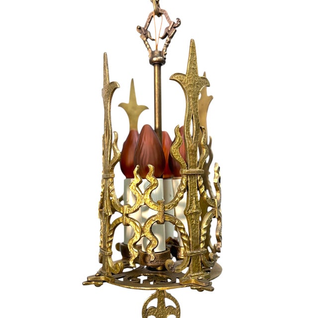 1920s Spanish Revival Foyer or Hallway Light With Original Gold Brass Finish #2615 For Sale - Image 17 of 18