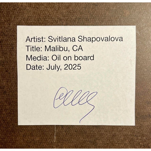 Green 2025 "Malibu" Oil on Board Painting by Ukrainian Artist Svitlana Shapovalova For Sale - Image 8 of 8