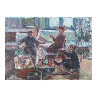 Family Oil Painting, Ukrainian Artist, 1960s For Sale