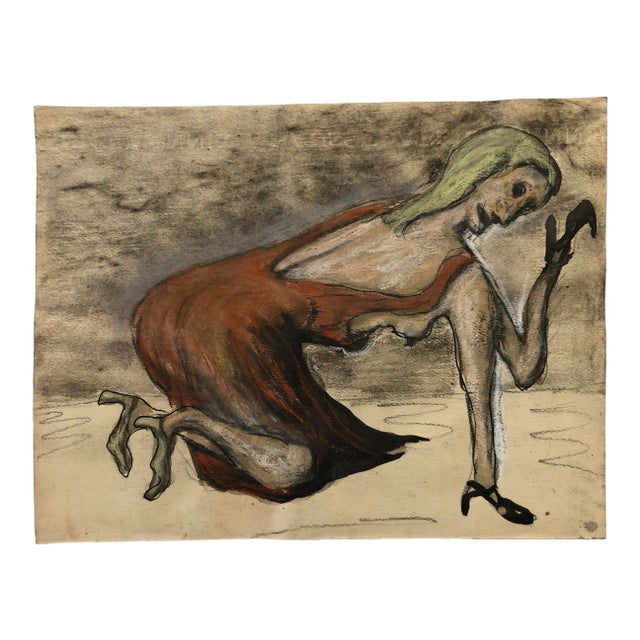 Mid Century Ink Wash Female Figure Original Vintage Nyc Artist For Sale