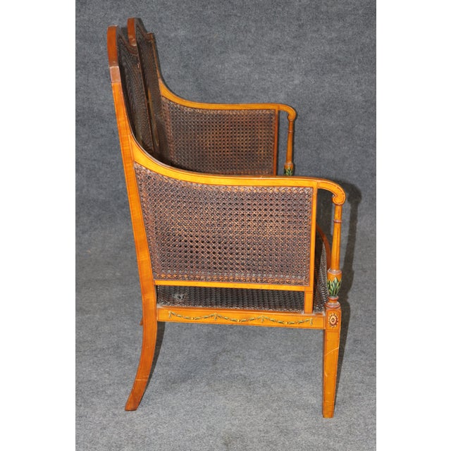 19th C Gillow & Co Antique English Adams Style Cane Back Settee For Sale - Image 9 of 11