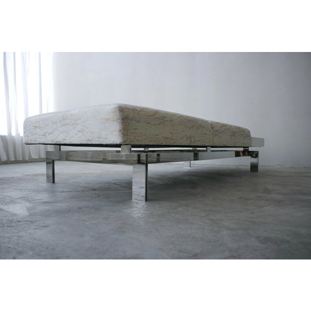 White Modern Stainless Steel Benches - a Pair For Sale - Image 8 of 11