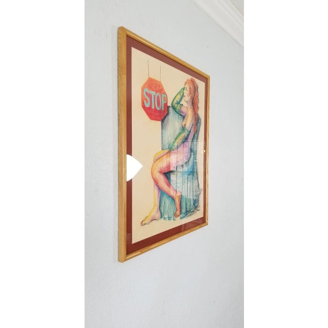 Offered for sale is a fantastic Vintage figurative abstract pastel Painting, depicts still life scene of a naked dancer...