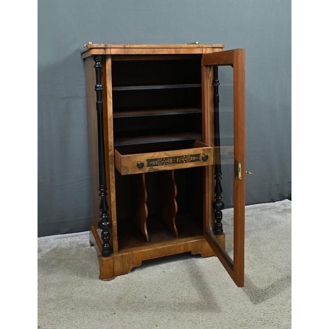 Charles X Style Burl Walnut Music Cabinet, in Restored conditions. Designed before 1890