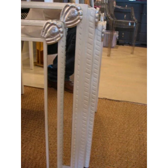 1980s Vintage White Lacquered Mirrored and Silver Leaf End or Side Tables Pair Of For Sale - Image 5 of 5