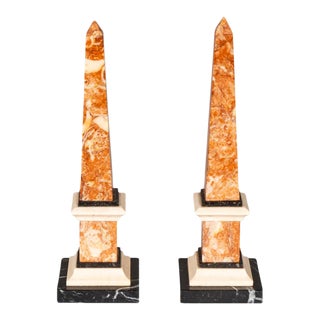 Pair of Italian Grand Tour Marble Obelisks For Sale