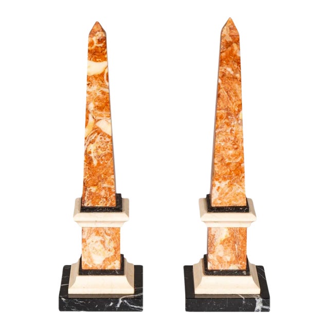 Pair of Italian Grand Tour Marble Obelisks For Sale