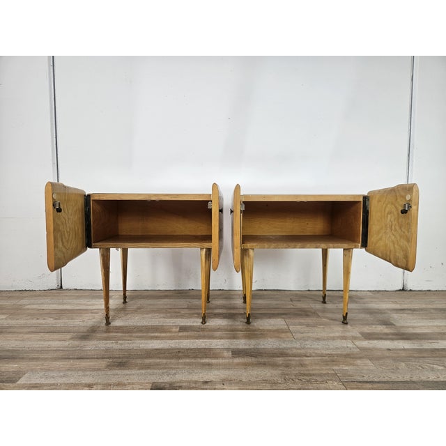 Vintage Maple Nightstands with Mirrored Tops, 1950s, Set of 2 For Sale - Image 11 of 16
