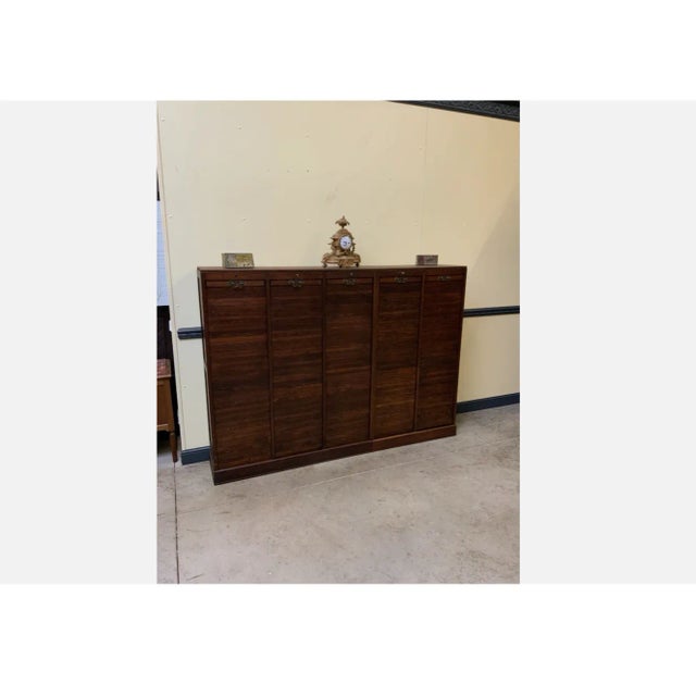 1940s Vintage Art Deco Roller Shutter Archive Cabinet, 1940 For Sale - Image 5 of 12