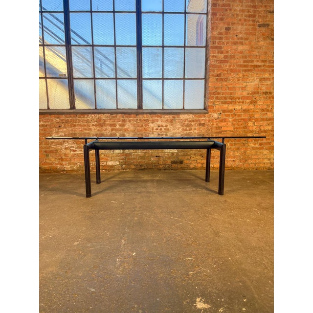 Late 20th Century Glass Dining Table With Black Tubular Steel Base Attributed to Le Corbusier For Sale In Chicago - Image 6 of 11