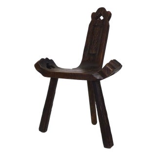 Brutalist Tripod Chair in Raw Wood, 1960s For Sale