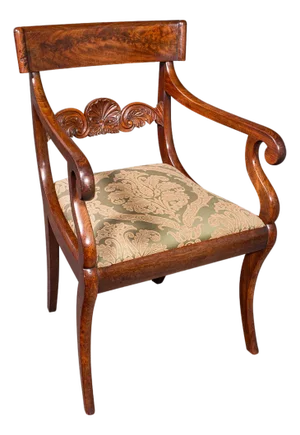 Antique Elbow Chair, English Drawing Room Seat, Study, Bedroom Armchair, Regency