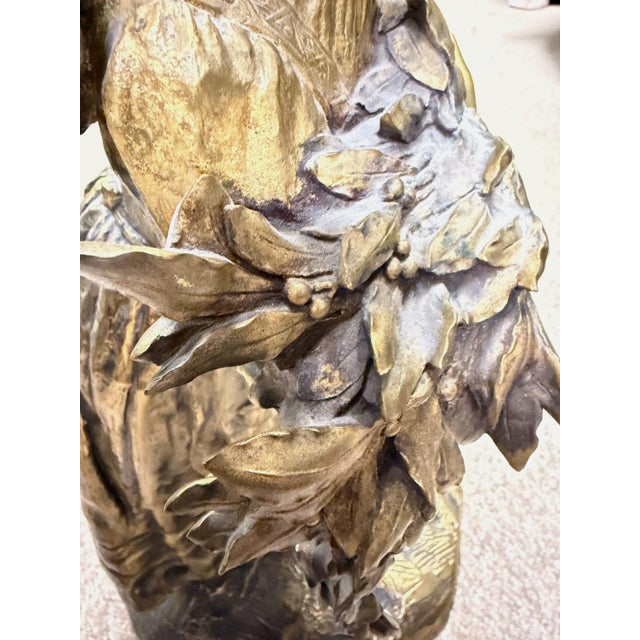 Early 20th Century Charlotte Monginot Girl W Flowers Bronze Sculpture For Sale - Image 9 of 12