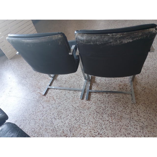 1970s Chairs in Steel and Black Leather, 1970s, Set of 4 For Sale - Image 5 of 11