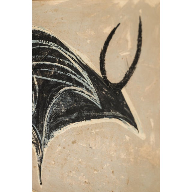 Black Mid-Century Modern Abstract Framed Textured Oil on Canvas Painting Depicting a Bull, Usa, C. 1970s For Sale - Image 8 of 12