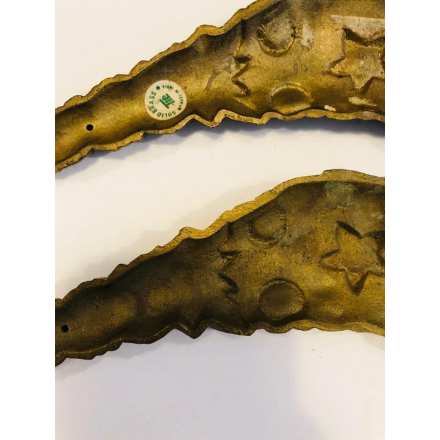 1940s Vintage Solid Brass Victorian Picture Toppers - a Pair For Sale - Image 5 of 8