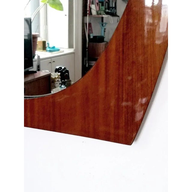 Wood Mid-Century Italian Classic Oval Walnut Mirror, 1960s For Sale - Image 7 of 8