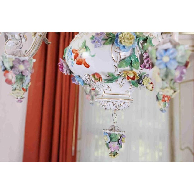 Ceramic Large Vintage Porcelain Chandelier, Dresden For Sale - Image 7 of 9