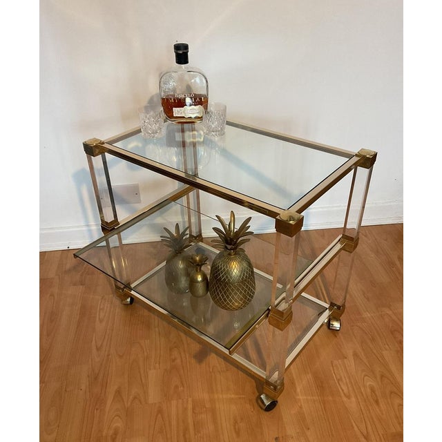 Art Deco Bar Trolley in Gold and Glass by Pierre Vandel, 1970s For Sale - Image 16 of 18