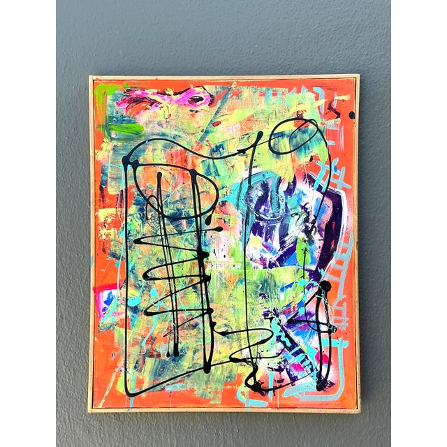 Vintage Aboriginal Abstract Oil on Canvas For Sale In West Palm - Image 6 of 12