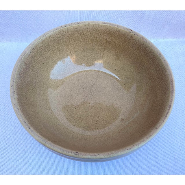 American Turn of the 20th Century Banded Yelloware Covered Bowl For Sale - Image 3 of 9