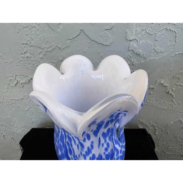 Royal Gallery Blue & White Handblown Art Glass Vase, Poland, 1999 For Sale In Orlando - Image 6 of 9