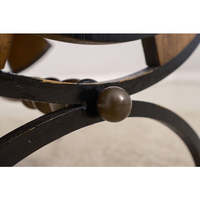 Swiss Style Iron Base Wood Occasional Accent Table For Sale - Image 10 of 12