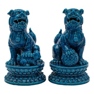 Giselle Azure Guardian Foo Dogs- Set of 2 For Sale
