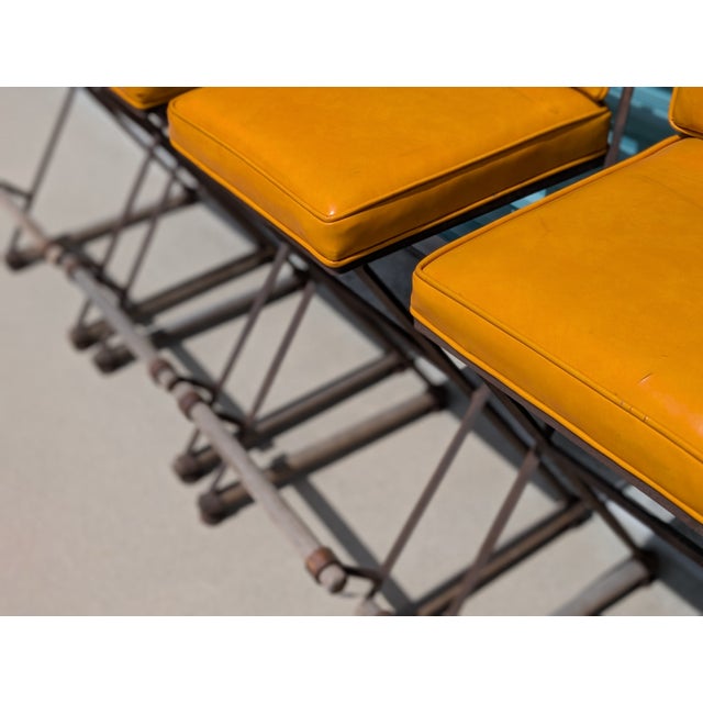 Vintage Mid Century Attributed to Cleo Baldon Barstools for Terra, Los Angeles – Iron, Oak & Leather For Sale In Los Angeles - Image 6 of 18