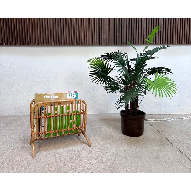 1950s Hand-Crafted Bamboo and Rattan Magazine Rack, Italy, 1950s For Sale - Image 5 of 17