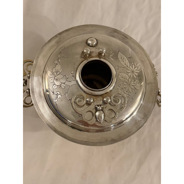 Antique Chinese Silver Huoguo Incense Burner – Floral Etched Design For Sale - Image 11 of 12