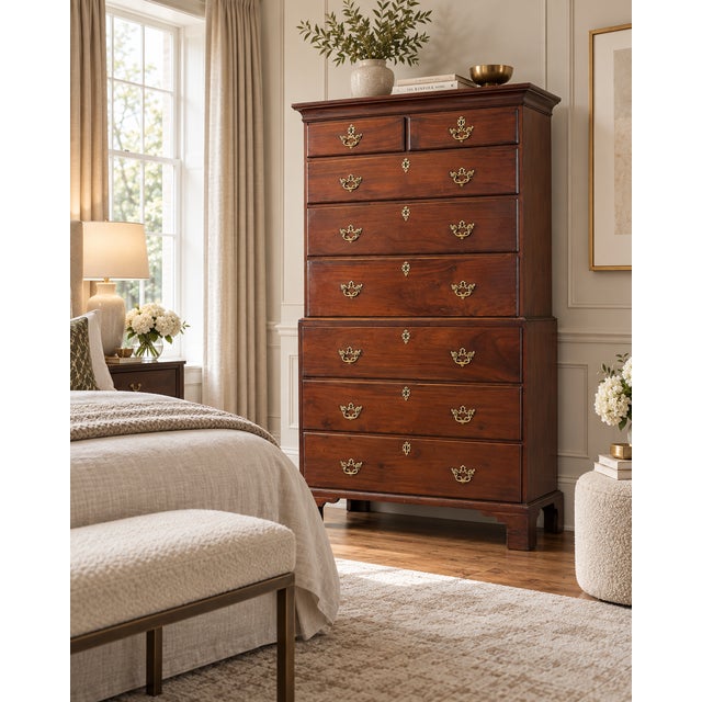 A magnificent 18th century antique Georgian mahogany chest on chest, also known as a tall chest of drawers, dating to...